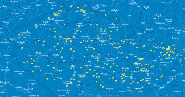 Mapa: Poloha čerpacích stanic EuroOil